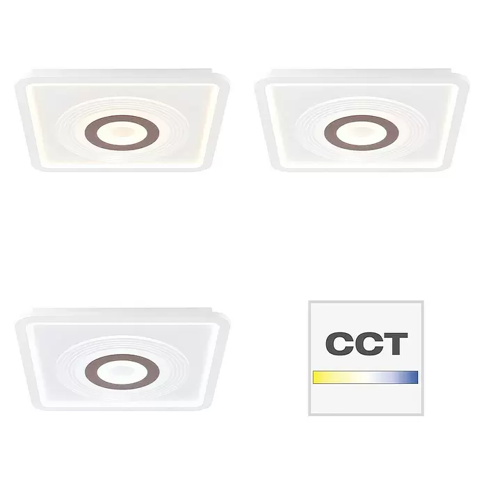 Brilliant Plafón LED Jarev - 55 W, L x An x Al: 51 x 51 x 6 cm, Blanco/Marrón, Blanco frío - Vista ascendente