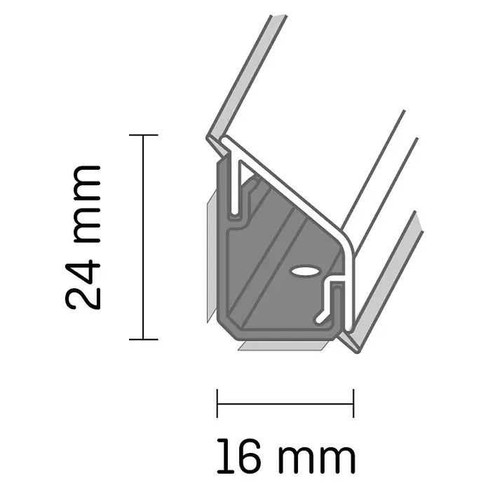 Kantoflex Wandabschlussprofil 44400 Oxid Graphit - 60 x 1,6 x 2,4 cm - Skizze