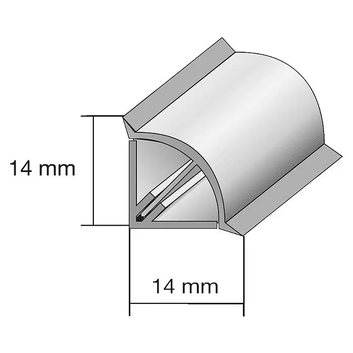 Kantoflex Wandabschlussprofil Topline Silber - 250 x 1,4 x 1,4 cm - Skizze