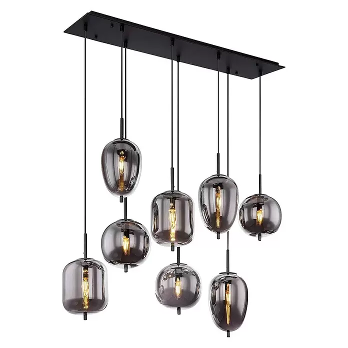 Globo Pendelleuchte Blacky - Schwarz/Rauchig, 40 W, L x B x H: 102 x 44 x 37 cm, E27 - Diagonale Ansicht