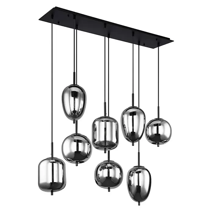Globo Pendelleuchte Blacky - Schwarz/Rauchig, 40 W, L x B x H: 102 x 44 x 37 cm, E27 - Diagonale Ansicht