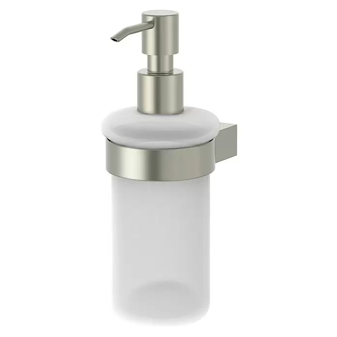 Lenz Pearl Seifenspender - Glas, Nickel - Diagonale Ansicht
