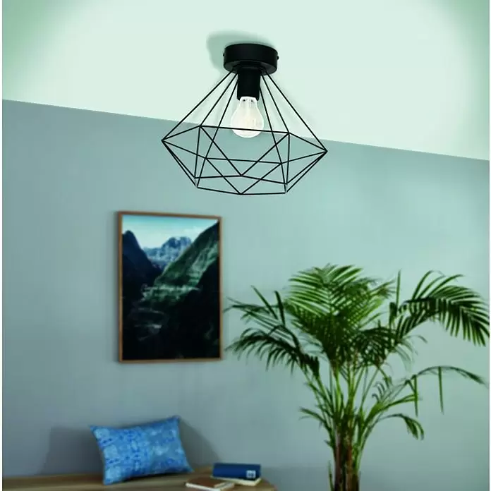 Eglo Tarbes Plafón - 60 W, Ø x Al: 32,5 x 27,5 cm, Negro, E27 - Foto ambiente