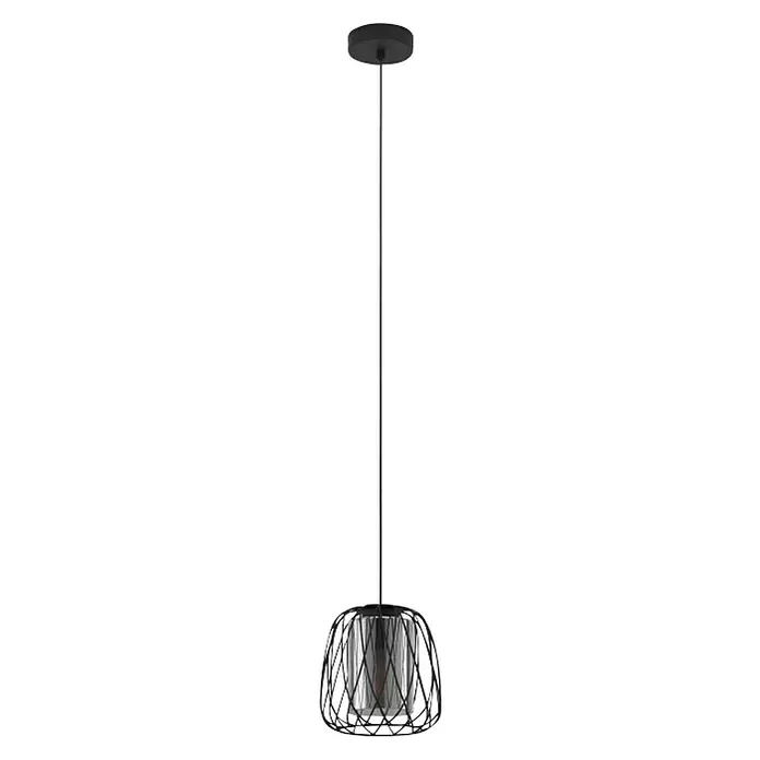 Eglo Lámpara colgante redonda Floresta - 40 W, Ø x Al: 19,5 x 110 cm, Negro, E27 - Vista frontal