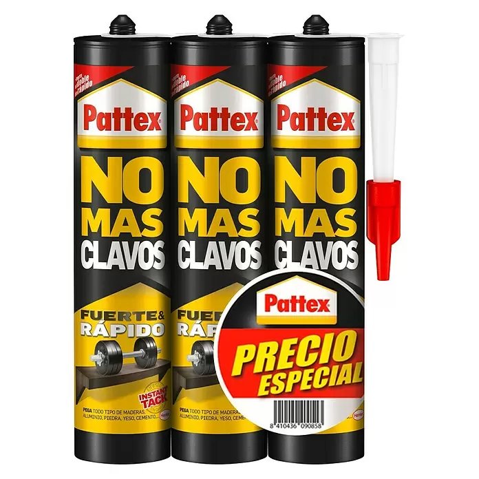 Pattex Adhesivo para montaje No más clavos 3 x 2 - Blanco, 3 x 370 g - Vista frontal