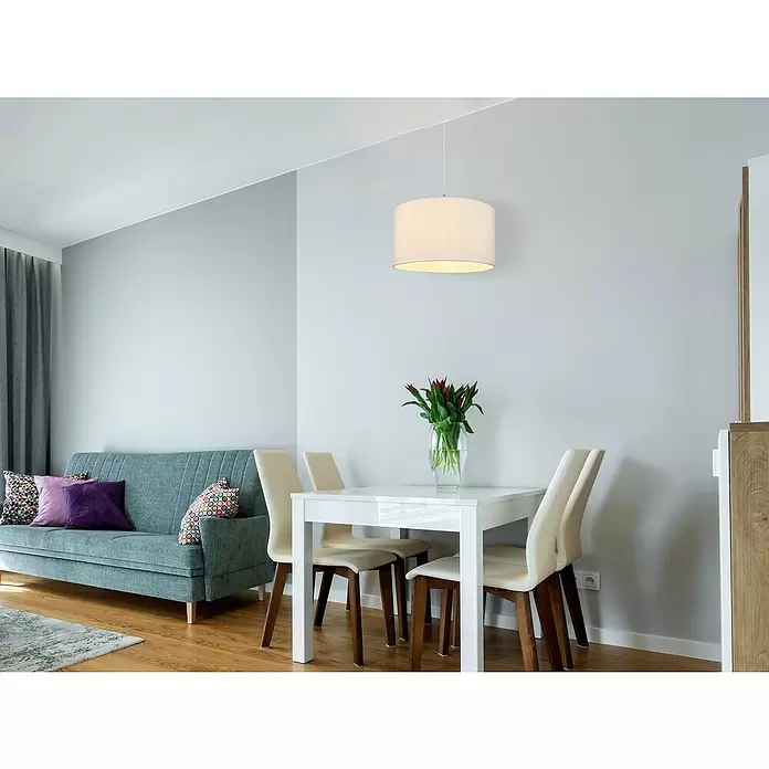 Globo Pendelleuchte rund Ava - 40 W, Ø x H: 40 x 140 cm, Sand, Nickel, E27 - Stimmungsaufnahme