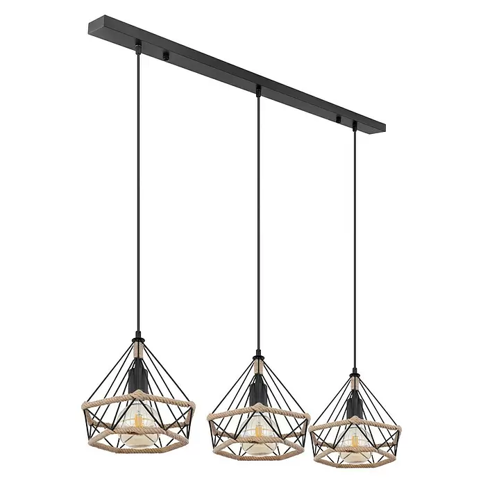 Globo Pendelleuchte ULLEU - 40 W, L x B x H: 120 x 30 x 30 cm, Schwarz, E27 - Diagonale Ansicht
