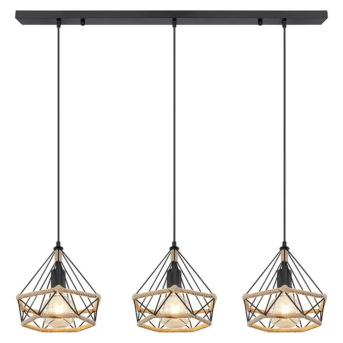 Globo Pendelleuchte ULLEU - 40 W, L x B x H: 120 x 30 x 30 cm, Schwarz, E27 - Vorderansicht