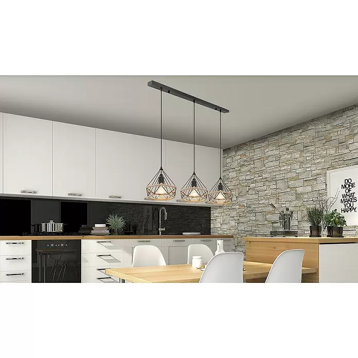 Globo Pendelleuchte ULLEU - 40 W, L x B x H: 120 x 30 x 30 cm, Schwarz, E27 - Stimmungsaufnahme