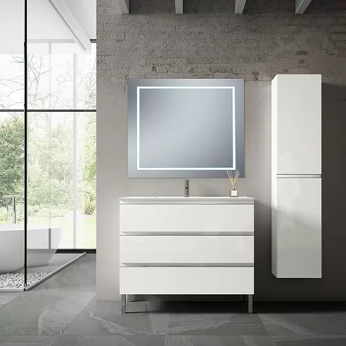 Conjunto de mueble de baño Celia - 80 cm, 3 piezas, Blanco - Foto ambiente