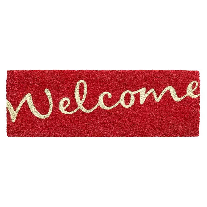 Hamat Kokos deurmat Ruco - Welcome, Rood, 75 x 26 cm - Vooraanzicht