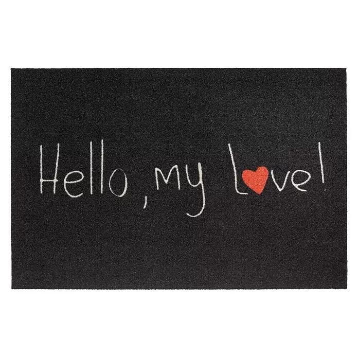 Hamat Deurmat Mondial Hello My Love - Zwart, 75 x 50 cm - Vooraanzicht