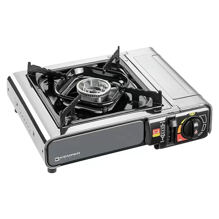 Gaskocher Kemper Xtra Smart - 34 x 28 x 11,5 cm, 2,2 kWh - Diagonale Ansicht