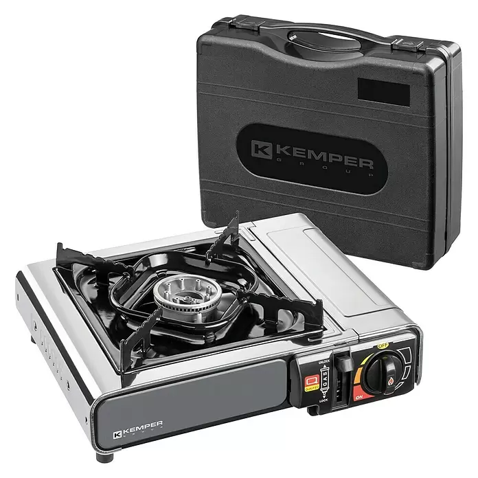 Gaskocher Kemper Xtra Smart - 34 x 28 x 11,5 cm, 2,2 kWh - Diagonale Ansicht