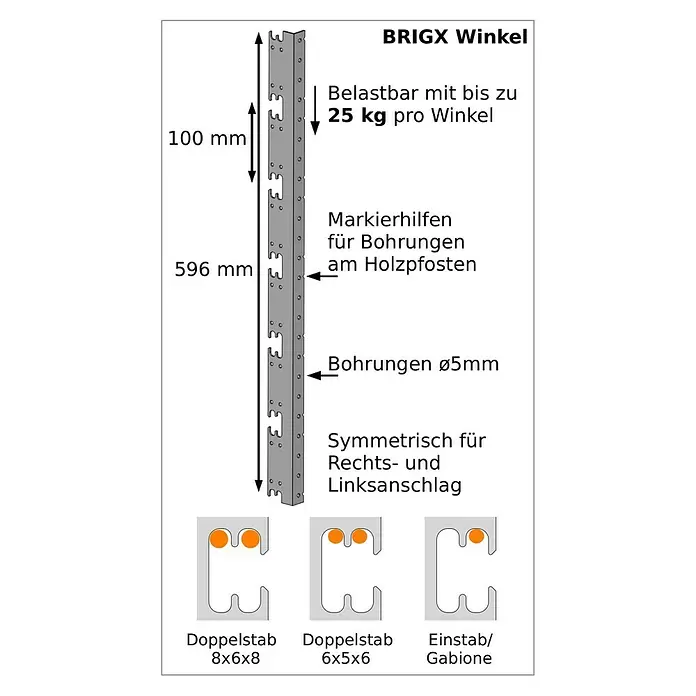 BRIGX Winkel - Geeignet für: Stabmatten - Skizze