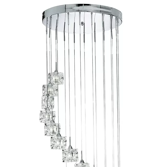 Searchlight Pendelleuchte rund - Ø x H: 450 mm x 180 cm, Transparent, Chrom - Detailaufnahme