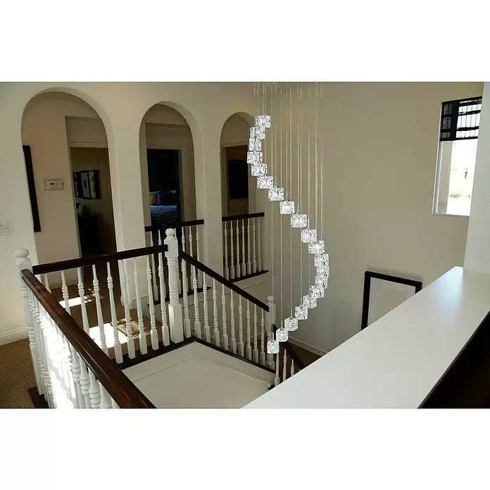 Searchlight Pendelleuchte rund - Ø x H: 450 mm x 180 cm, Transparent, Chrom - Stimmungsaufnahme