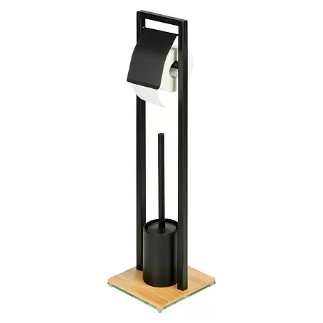 Wenko Bambusa Conjunto de escobillero y portarrollos