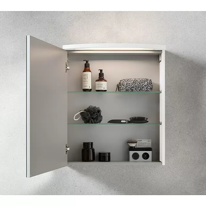 Camargue Swing LED-Spiegelschrank - B x H: 60 x 70,5 cm, Anschlag: Links, Mit Beleuchtung, Spanplatte, Weiß - Stimmungsaufnahme