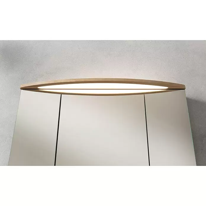 Camargue Swing LED-Spiegelschrank - B x H: 120 x 70,5 cm, Mit Beleuchtung, Spanplatte, Berg Eiche - Detailaufnahme