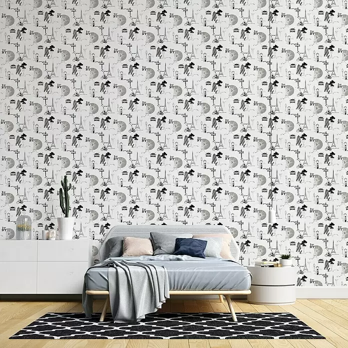 Papel pintado de vinilo autoadhesivo PF-104-1 - 90 cm x 3,3 m, 100% PVC - Foto ambiente
