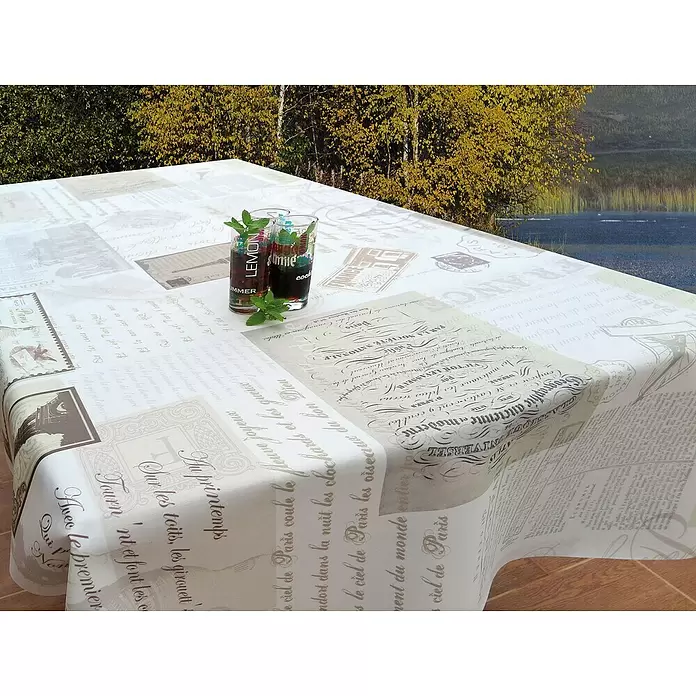 Mantel para mesa a metros Vintage 1 - Ancho: 137 cm, Beige - Foto ambiente