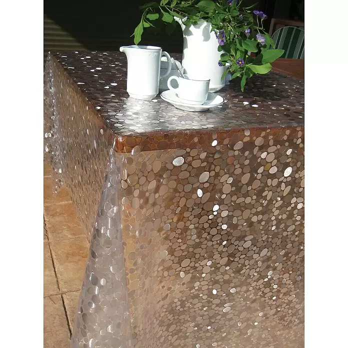Mantel para mesa a metros Cristal Stones - Ancho: 140 cm, Transparente - Foto ambiente