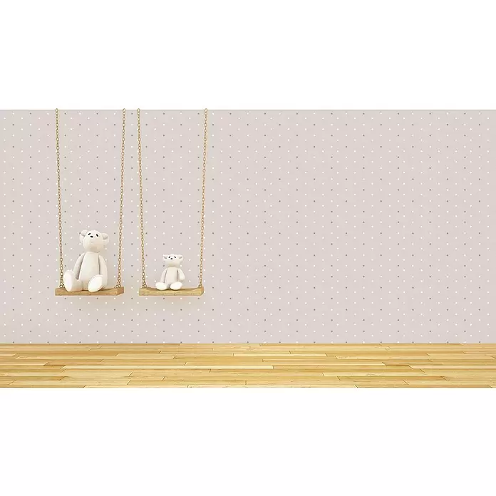 Papel pintado de vinilo autoadhesivo Daniela - 90 cm x 3 m, 100% PVC, Beige - Foto ambiente