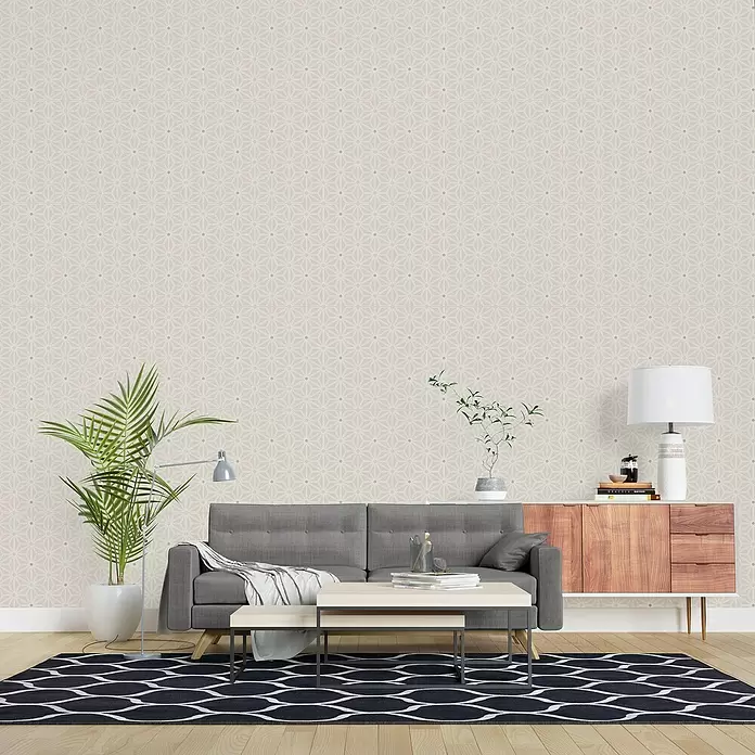 Papel pintado de vinilo autoadhesivo Habibi - 90 cm x 3 m, 100% PVC, Beige - Foto ambiente