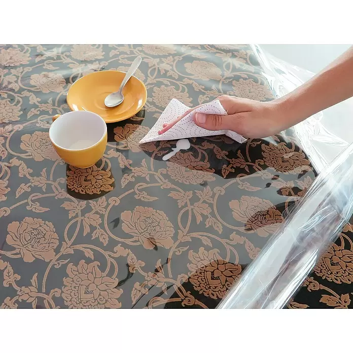 Mantel para mesa a metros protector Súper Clear - Ancho: 140 cm, Transparente - Foto ambiente