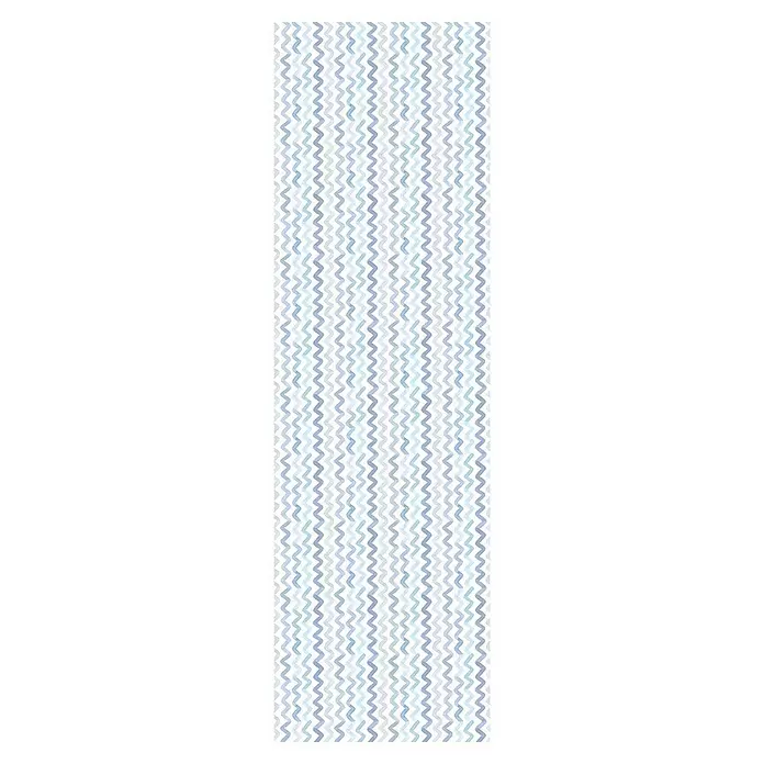 Papel pintado de vinilo autoadhesivo Zigzag - 90 cm x 3 m, 100% PVC, Azul/Transparente - Vista frontal