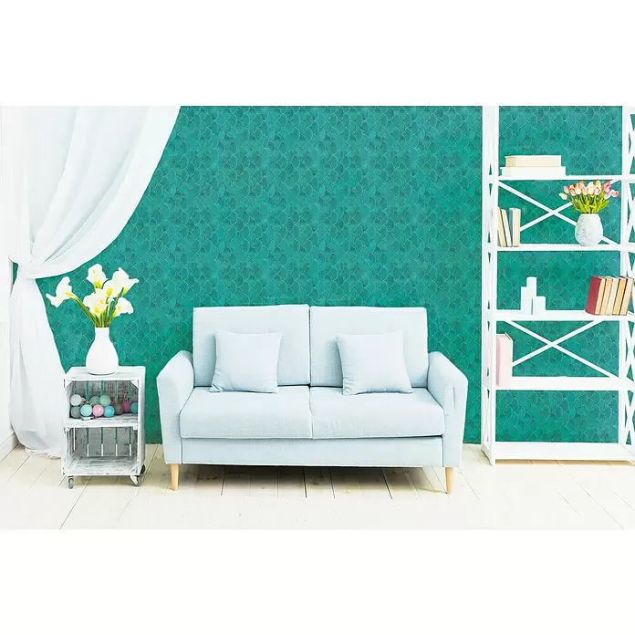 Papel pintado de vinilo autoadhesivo Sirena - 90 cm x 3 m, 100% PVC - Foto ambiente