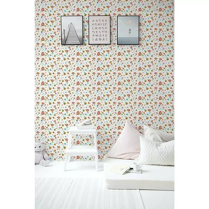 Papel pintado de vinilo autoadhesivo Abejas - 90 cm x 3 m, 100% PVC - Foto ambiente