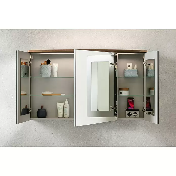 Camargue Swing LED-Spiegelschrank - B x H: 120 x 70,5 cm, Mit Beleuchtung, Spanplatte, Berg Eiche - Stimmungsaufnahme