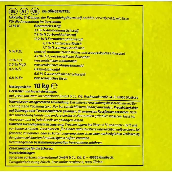 Gardol Rasendünger Premium - 10 kg, Inhalt ausreichend für ca.: 200 m² - Detailaufnahme