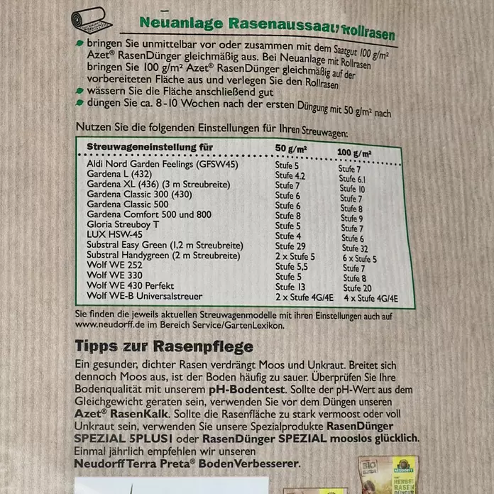 Neudorff Azet Rasendünger - 10 kg, Inhalt ausreichend für ca.: 200 m² - Detailaufnahme