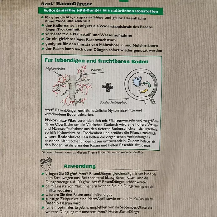 Neudorff Azet Rasendünger - 10 kg, Inhalt ausreichend für ca.: 200 m² - Detailaufnahme
