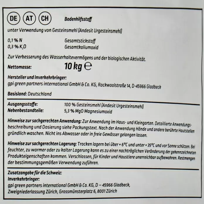 Gardol Pure Nature Urgesteinsmehl - 10 kg, Inhalt ausreichend für ca.: 30 m² - Detailaufnahme