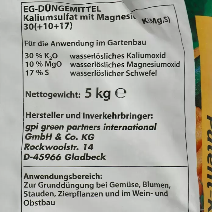 Patentkali - 5 kg, Inhalt ausreichend für ca.: 100 m² - Detailaufnahme