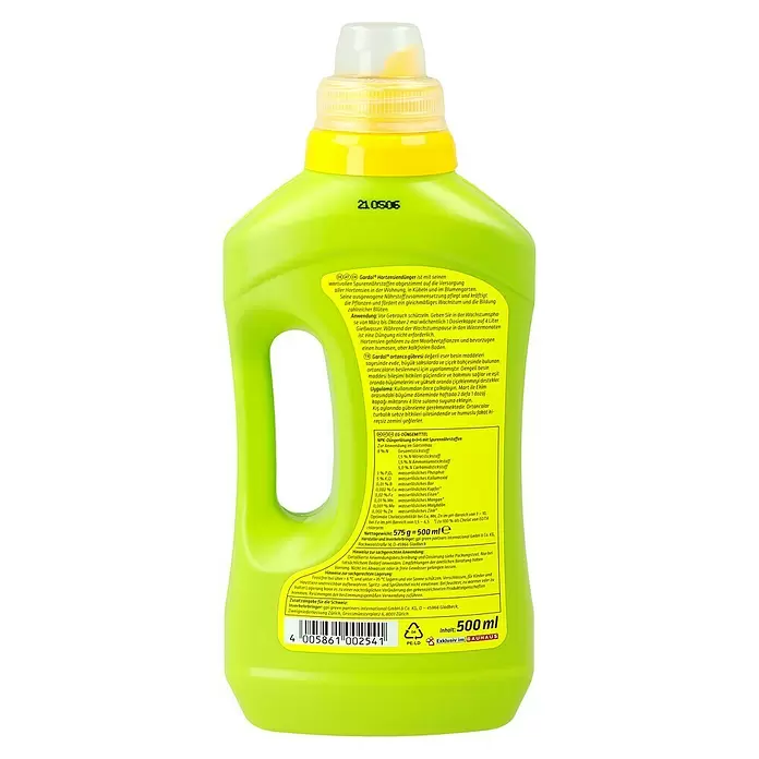 Gardol Hortensiendünger - 500 ml, Inhalt ausreichend für ca.: 100 l Gießwasser - Rückansicht