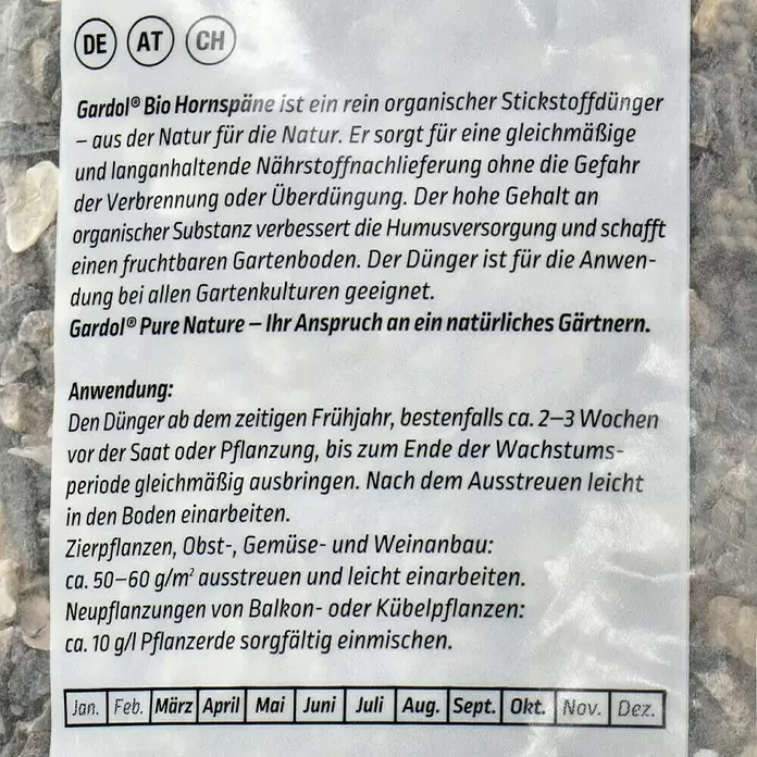 Gardol Pure Nature Bio-Hornspäne - 2,5 kg, Inhalt ausreichend für ca.: 50 m² - Detailaufnahme