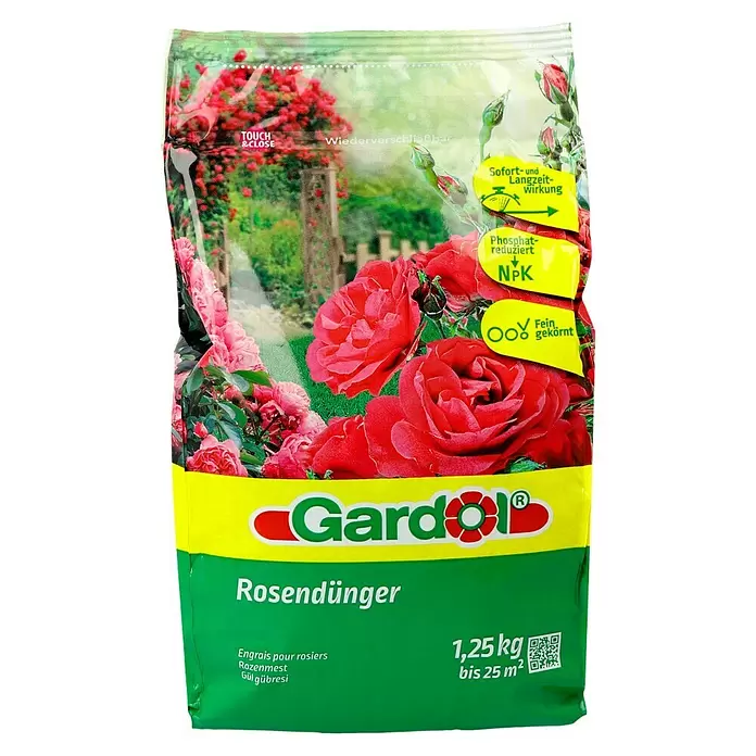 Gardol Rosendünger - Wiederverschließbar, 1,25 kg, Inhalt ausreichend für ca.: 25 m² - Vorderansicht