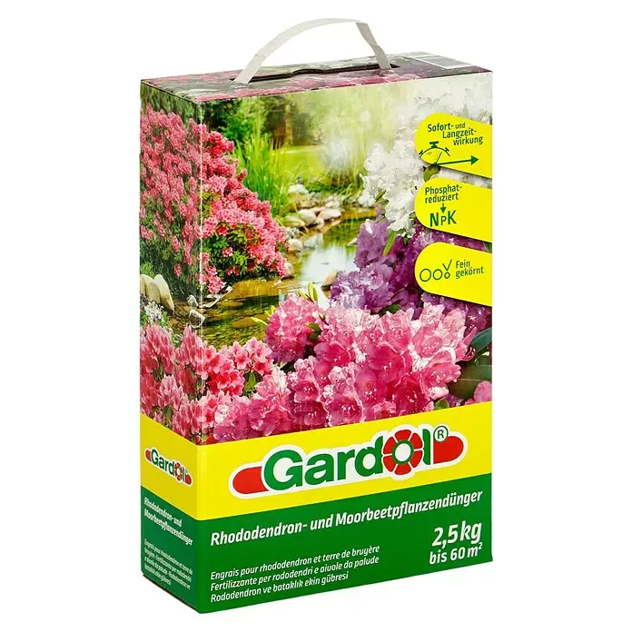 Gardol Rhododendrondünger - 2,5 kg, Inhalt ausreichend für ca.: 60 m² - Diagonale Ansicht