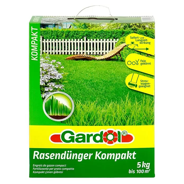 Gardol Rasendünger Kompakt - 5 kg, Inhalt ausreichend für ca.: 100 m² - Vorderansicht