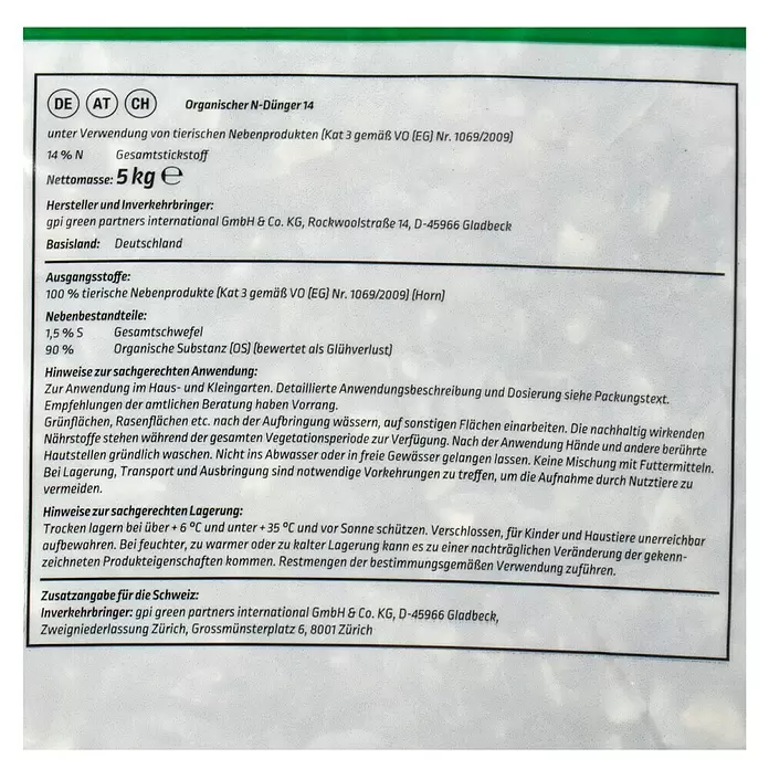 Gardol Pure Nature Bio-Hornspäne - 5 kg, Inhalt ausreichend für ca.: 100 m² - Detailaufnahme