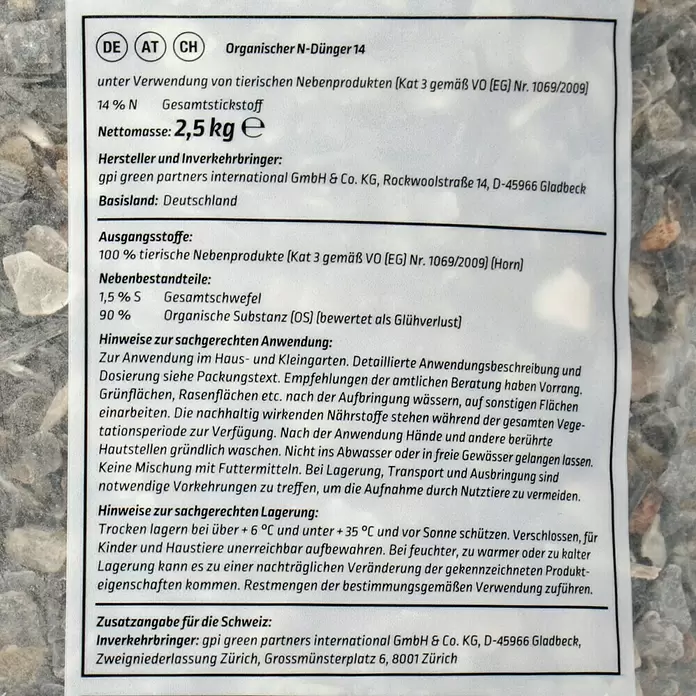 Gardol Pure Nature Bio-Hornspäne - 2,5 kg, Inhalt ausreichend für ca.: 50 m² - Detailaufnahme