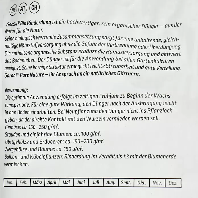 Gardol Pure Nature Bio-Rinderdung - 12,5 kg, Inhalt ausreichend für ca.: 125 m² - Detailaufnahme