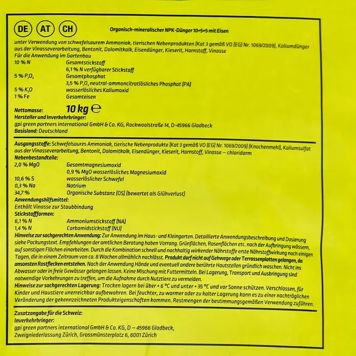Gardol Rasendünger Kompakt - 10 kg, Inhalt ausreichend für ca.: 200 m² - Detailaufnahme