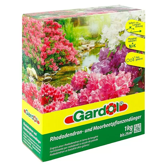 Gardol Rhododendrondünger - 1 kg, Inhalt ausreichend für ca.: 25 m² - Diagonale Ansicht