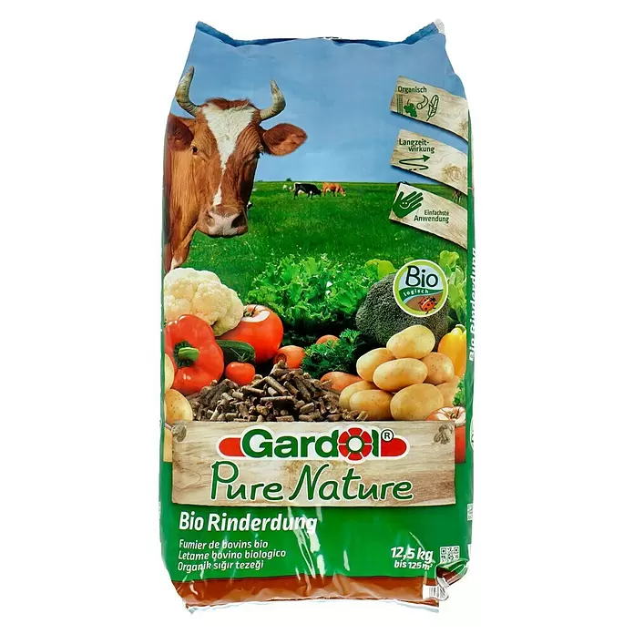 Gardol Pure Nature Bio-Rinderdung - 12,5 kg, Inhalt ausreichend für ca.: 125 m² - Vorderansicht